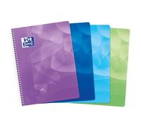 Cahier Oxford lagoon 24x32cm grands carreaux seyès 160 pages reliure spirale couverture polypro coloris assortis