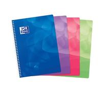 Cahier Oxford lagoon a4 grands carreaux seyès 160 pages reliure spirale couverture polypro coloris assortis