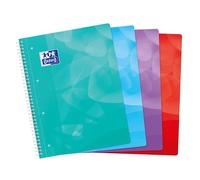 Cahier Oxford lagoon a4+ petits carreaux 5mm 160 pages reliure spirale couverture polypro coloris assortis