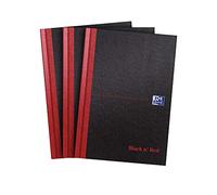 Cahier Oxford relié à couverture rigide noir et rouge Format A4 Lot de 3 a5