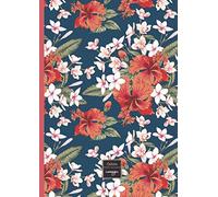 cahier petit carreaux: 21x29,7cm-A4-96 pages-feuilles quadrillées-couverture livre herbier fleurs rouge-écriture de notes pour: école, université, ... de bord-bloc notes