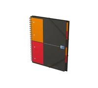 Oxford Cahier à spirale International Organiserbook A4+ 24 x 32 cm - 80g - Perforé 4 trous - Petits carreaux 5x5 - 160 pages