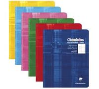 Cahier piqué 17x22cm 64 pages double ligne 3mm + interligne + marge Couleur aléatoire - Assortis
