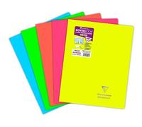 Clairefontaine 981423C Un Cahier Agrafé Koverbook Neon - 24x32 cm - 96 Pages Grands Carreaux - Papier Blanc 90 g - Couverture Polypro Opaque - Couleur Aléatoire