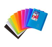 Cahier piqué Koverbook 17x22cm 96 pages grands carreaux couverture polypropylène transparent - Assortis