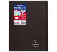 Cahier piqué Koverbook 24x32 cm 48 pages grands carreaux couverture polypropylène transparent - Gris