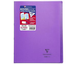 Cahier piqué Koverbook 24x32 cm 96 pages petits carreaux + marge couverture polypropylène transparent - Violet