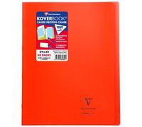 Cahier piqué Koverbook 24x32cm 48 pages petits carreaux + marge couverture polypropylène transparent - Rouge