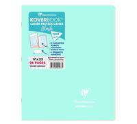 Cahier piqué Koverbook Blush 17x22cm 96 pages grands carreaux couverture polypropylène opaque bicolore - Menthe à l'eau/Rose poudré