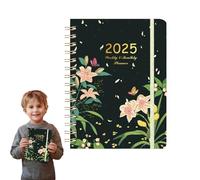 Cahier Planner - Couverture Rigide Avec Des Motifs Floraux À Faire Planifier, Planner 2025 | Planification Du Travail Et L'apprentissage À Distance, Organisateur De L'agenda Des Fournitures Scolaires