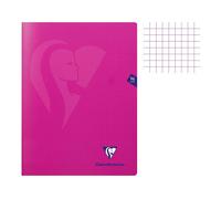 Cahier polypro Mimesys - Clairefontaine - 24x32 cm - 96 pages - Petits carreaux 5x5 - Rose