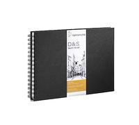 Cahier pour dessin et croquis - Format paysage - 140g - A4 - 80 Feuilles - Noir à spirale.