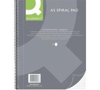 Q-Connect Bloc-notes à spirale A5 quadrillé / 80 feuilles / 160 pages/carnet à spirales/bloc-notes avec reliure à spirale/bloc-notes d'école