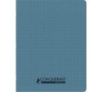 Cahier recyclé et recyclable, 96 pages seyès 90 g, couverture polypropylène bleu, format 17 x 22 cm CONQUERANT - bleu