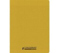 Cahier recyclé et recyclable, 96 pages seyès 90 g, couverture polypropylène jaune, format 24 x 32 cm CONQUERANT - jaune