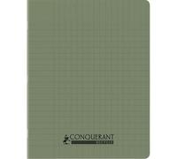 Cahier recyclé et recyclable, 96 pages seyès 90 g, couverture polypropylène vert, format 17 x 22 cm CONQUERANT