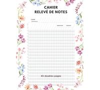 Cahier relevé de notes pour enseignant : Relevé de notes et suivi des compétences - 45 fiches double page pour 45 classes + pages lignées - Format A4