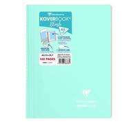 Cahier reliure intégrale enveloppante Koverbook A4 160 pages ligné + marge couverture polypropylène transparent - Menthe à l'eau/Rose poudré