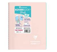 Cahier reliure intégrale enveloppante Koverbook Blush A5 160 pages ligné couverture polypropylène opaque bicolore - Rose poudré/Menthe à l'eau