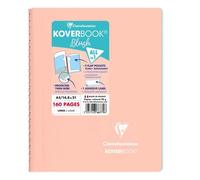 Cahier reliure intégrale enveloppante Koverbook Blush A5 160 pages ligné couverture polypropylène opaque bicolore - Corail/Bleu givré