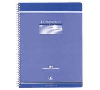 Cahier reliure spirale 21x29,7 cm 180 pages grands carreaux papier 70g NF 66 CONQUERANT SEPT