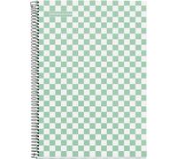 Cahier Scolaire 4 X 4 Mm, Format Folio (215 X 309 Mm), 80 Feuilles De 90 G/M², Quadrillage 4 X 4 Mm Avec Marge, Reliure À Spirale, Couverture Rigide, Motif Damier Vert