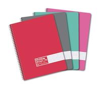 Cahier spirale 17x22cm 180 pages 60g petits carreaux 5x5. Couverture carte assortie