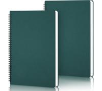 Cahier Spirale A4-2 Pièces Carnet De Notes Carreaux - 21x29.2cm Notebook A4 Cahier Spirale - 100g/M² Papier Carreaux Bloc Note - 120 Pages Carnet De Voyage Dessin, Vert Foncé