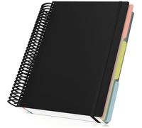 Cahier Spirale A4 - Carnet de Notes Ligné - Noir Bloc Note A4 23,5x29,8cm - 90g/m² Papier Cahier Ligné - 120 A4 Noir