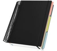 Cahier Spirale A4 Carnet de Notes Ligné Noir Bloc Note A4 23.5x29.8cm 90g/m² Papier Cahier Ligné 120 Feuilles/240 Pages Carnet A4
