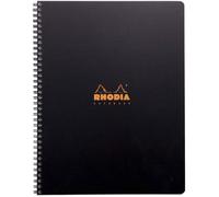 Cahier Spirale A4+ Noir, 160 Pages Détachables, Ligné, Papier Clairefontaine 90g, Perforé 4 Trous, Couverture Polypro