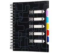Cahier Spirale A5 avec Intercalaires, Carnet Spirale Rigide en Plastique | Carnet de Notes A5 avec Index Noir, Cahiers, Premium Cahier Ligné Robuste Pour Bureau, Travail, Uni et École