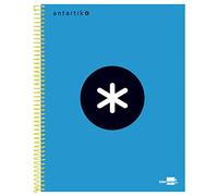Cahier Spirale Liderpapel Série Antartik A4 210X297Mm 120F 100G/M2 Quadrillage 5Mm 4 Trous Coil-Lock Bleu