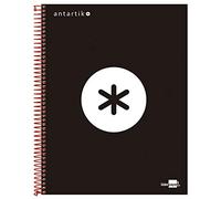 Cahier Spirale Liderpapel Série Antartik A4 210X297Mm 120F 100G/M2 Quadrillage 5Mm 4 Trous Coil-Lock Noir