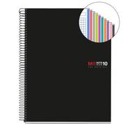 Cahier Spirale Nb-18 A5 200 Feuilles 5x5mm Polypropylène Noir Miquelrius 47044