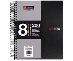Cahier Spirale Nb-8 A5 200 Feuilles 5x5mm Polypropylène Noir Miquelrius 42007