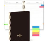 Cahier spirale non daté A5 - 108 pages, agenda hebdomadaire et journalier, notes de réunion, journal personnel, plan d'études, design minimaliste pour la maison, le bureau, l'école, la fête des enseig