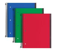 Cahier spirale Oxford, lot de 3, 1 sujet, larges lignes, couvertures en plastique durable, 1 pochette, 8,5 x 11 pouces, 100 feuilles, rouge, ve