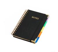 Cahier Spirale pour a5 Similicuir avec Séparateurs Colorés Cahier | pour papier lisse 90g/m², écriture recto-verso pour tache, pour idéal pour notes rapides et listes