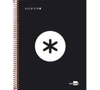Cahier Spirale Série Antartik A5 148x210mm 120f 100g/M² Quadrillage 5mm 6 Trous Coil-Lock Noir