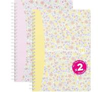 Cahiers A5 petits carreaux - ESTAMPILLE - Lot de 2 - 120 pages - Reliure spirale - Couverture carte - Soft Touch