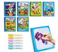 Cahiers de Coloriage à Eau 6 Pièces Coloriage Magique Book Livre de Coloriage D'eau Réutilisable Peinture Magique à L'eau Cahier de Dessin Magique pour Enfants 3 Ans Plus