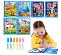 Cahiers de Coloriage à Eau 6 Pièces Coloriage Magique Book Livre de Coloriage D'eau Réutilisable Peinture Magique à L'eau Cahier de Dessin Magique pour Enfants 3 Ans Plus