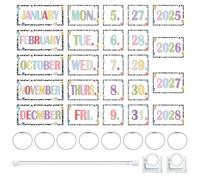 Cahiers de composition, calendrier à rabat, tableau d'affichage, décoration de salle de classe, 54 cartes de date, calendrier à rabat pastel coloré avec support réglable pour fournitures de rentrée