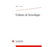Cahiers de lexicologie 1967 - Gaston Gross - Classiques Garnier - broché - Revue