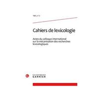 Cahiers De Lexicologie N° 3, 1961