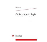 Cahiers De Lexicologie N° 76, 2000-1