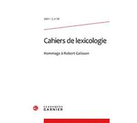 Cahiers De Lexicologie N° 78, 2001-1
