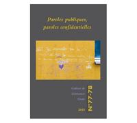 Cahiers De Littérature Orale N° 77-78/2015 - Paroles Publiques