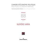 Cahiers d'économie politique n°88 Numéro Varia, Edition bilingue français-anglais - Patrick Mardellat - Hermann - broché - Revue